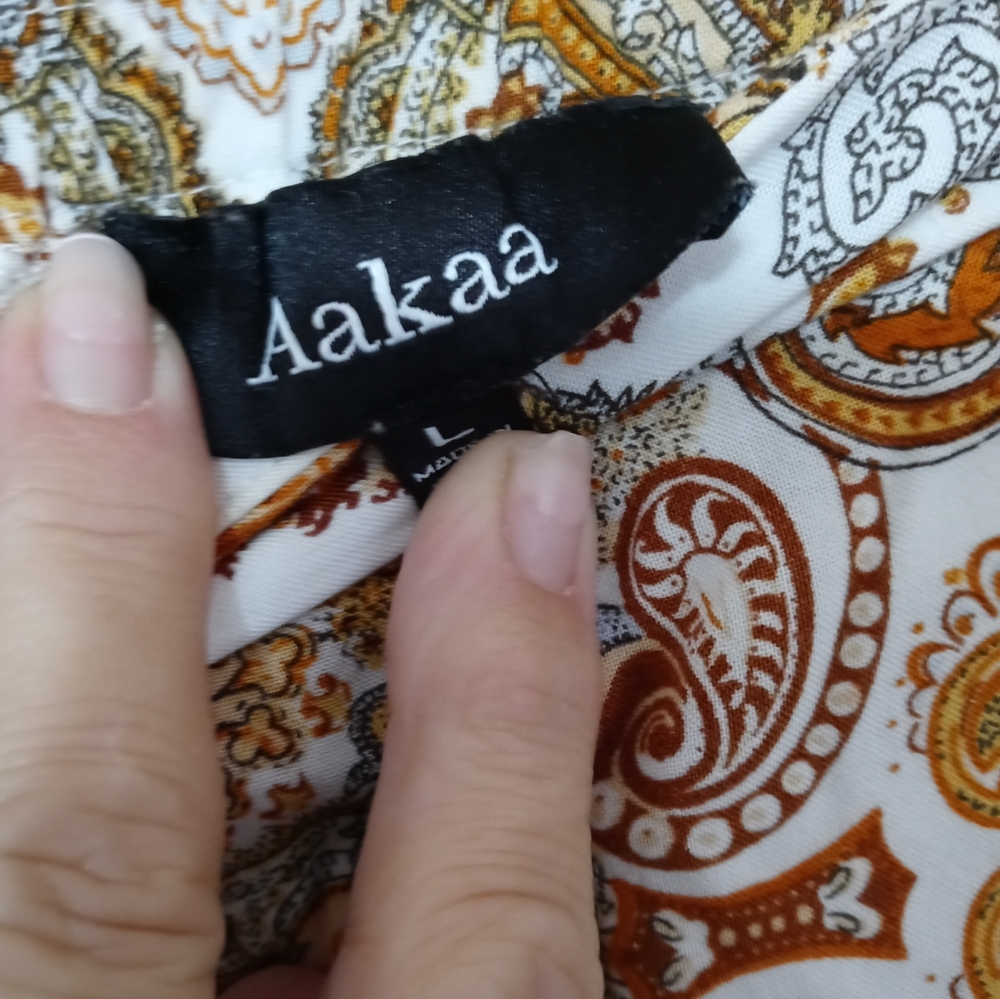 Aakaa Orange and Cream Paisley Maxi Skirt - Picture 6 of 6